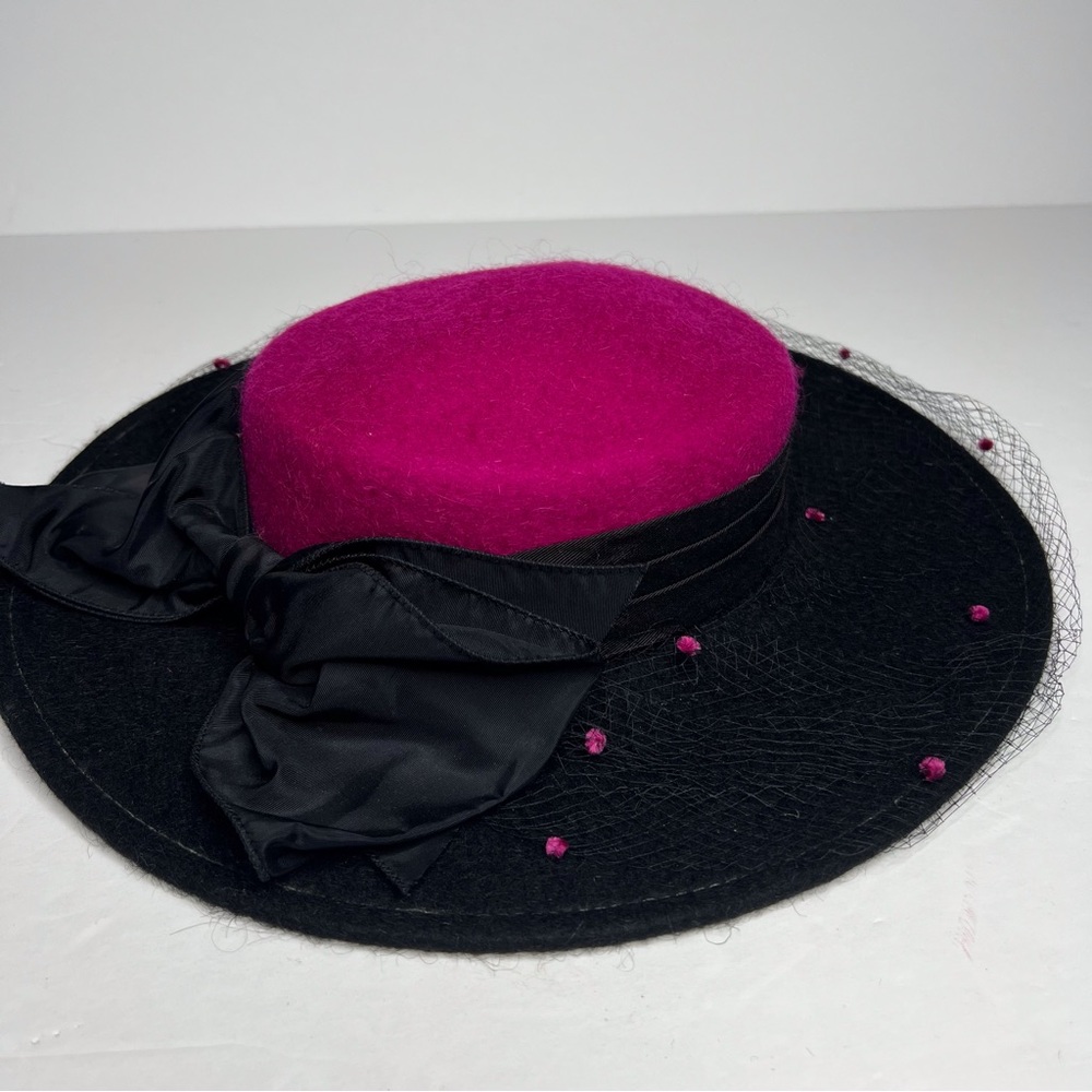 Vintage Whittall & Javits Mohair Wool Hat Barbie Princess Diana Kentucky Derby - Picture 2 of 10